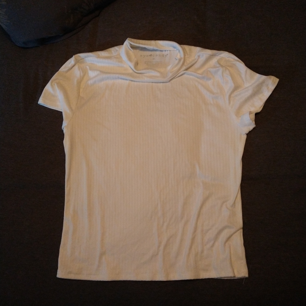 Eye Candy White XL high neck tee